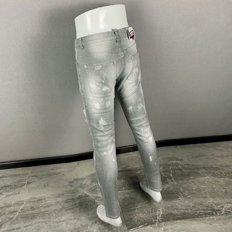 Fashionable new men's jeans, t - Men'S Fashion Grey Jeans 评论和价格