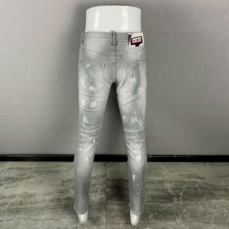 Fashionable new men's jeans, t - Men'S Fashion Grey Jeans 评论和价格