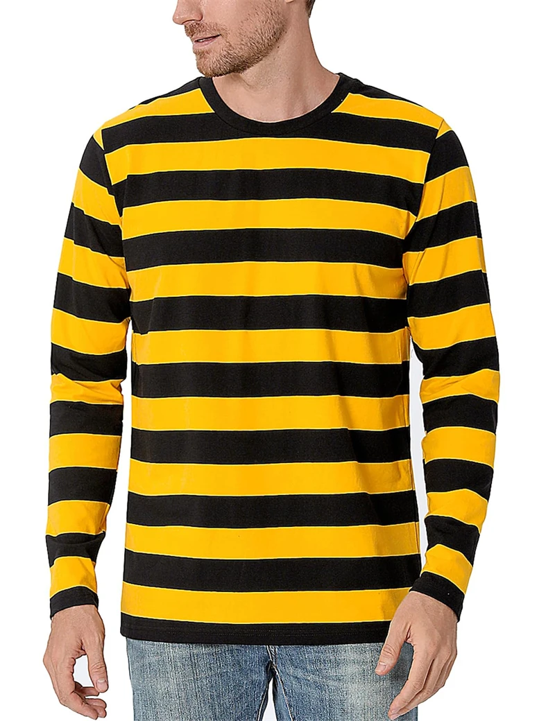 Fashion Contrast Stripe 3D Pri - Mens Fashion Clothes 评论和价格