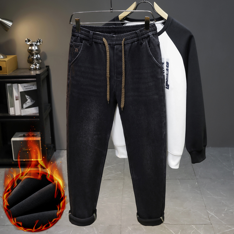 Men Winter New Fleece Jeans El - Men'S Fashion Grey Jeans 评论和价格